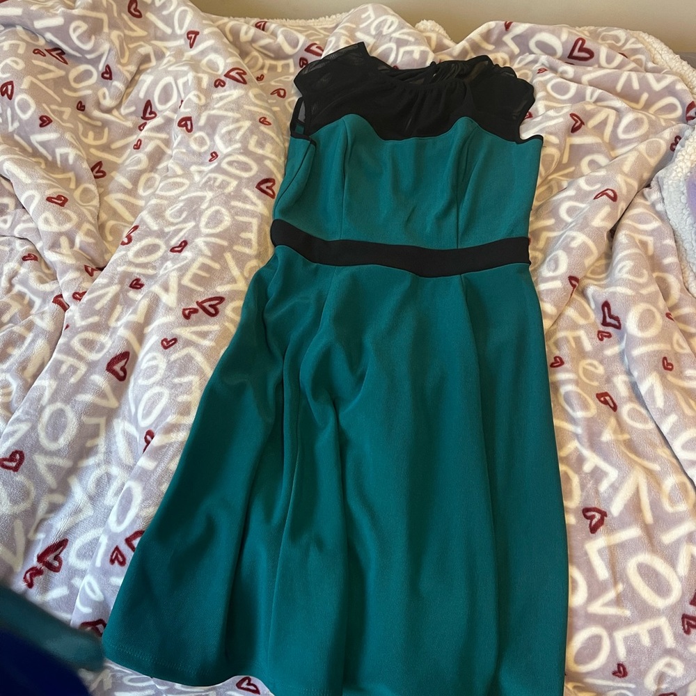 Green and black dress